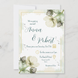 Invitation Mariage d'aquarelle blanche Hellebore