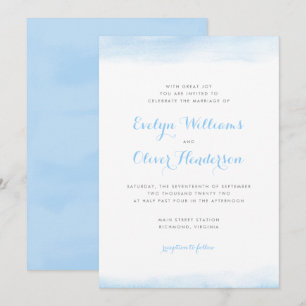 Invitation Mariage d'aquarelle bleu ciel