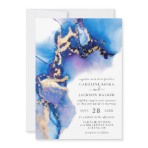 Mariage d'aquarelle bleu et or