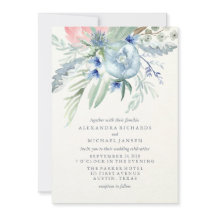 Mariage d'aquarelle bleu et rose Peony