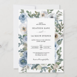 Invitation Mariage d'aquarelle bleu foncé
