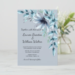 Invitation Mariage d'aquarelle bleu-gris floral