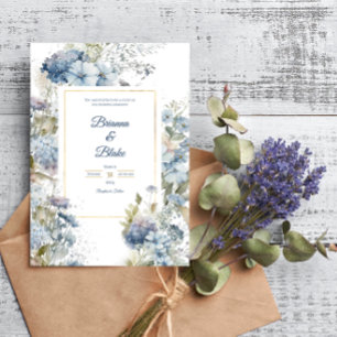 Invitation Mariage d'aquarelle bleu lavande romantique