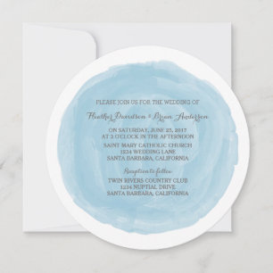 Invitation Mariage d'aquarelle bleu ronde