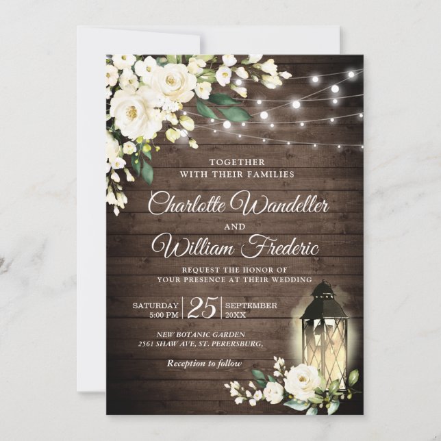 Invitation Mariage d'aquarelle bois et blanc (Devant)