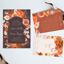 Mariage d'aquarelle botanique orange de minuit