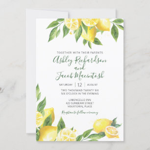 Invitation Mariage d'aquarelle citron