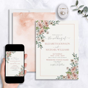 Invitation Mariage d'aquarelle couleur crème rose pâle