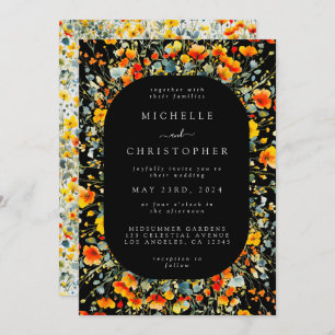 Invitation Mariage d'aquarelle couleur noire