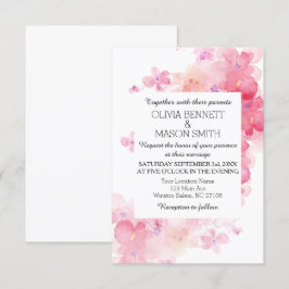 Invitation Mariage d'aquarelle couleur rouge et rose