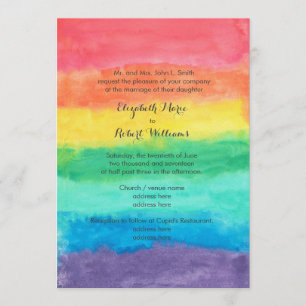 Invitation Mariage d'aquarelle d'arc-en-ciel