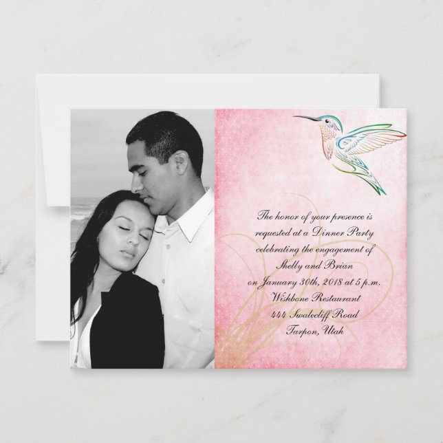 Invitation Mariage d'aquarelle de colibri rose (Devant)