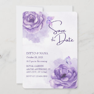 Invitation Mariage d'aquarelle de fleurs violettes