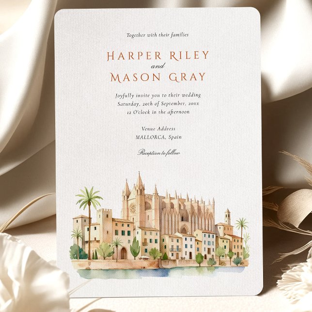 Invitation Mariage d'aquarelle de la cathédrale de Majorque E (Créateur téléchargé)