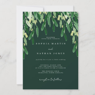Invitation Mariage d'aquarelle de la feuille verte botanique