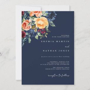 Invitation Mariage d'aquarelle de la marine d'automne de Bour