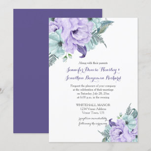 Invitation Mariage d'aquarelle de la Monnaie pourpre de lavan