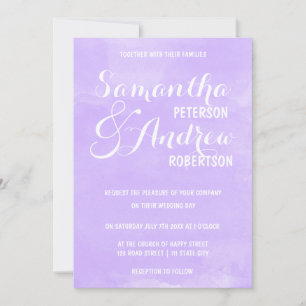 Invitation Mariage d'aquarelle de lavande violette moderne