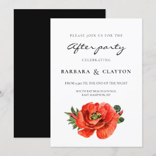 Invitation Mariage d'aquarelle de pavot rouge après la fête