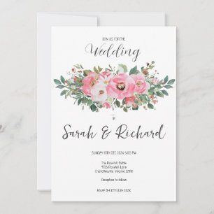 Invitation Mariage d'aquarelle de printemps rose