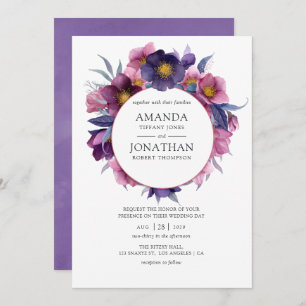 Invitation Mariage d'aquarelle de prune violet