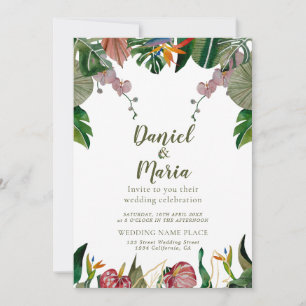 Invitation Mariage d'aquarelle de verdure tropical