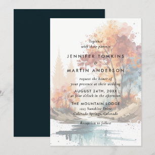 Invitation Mariage d'aquarelle des arbres automnes