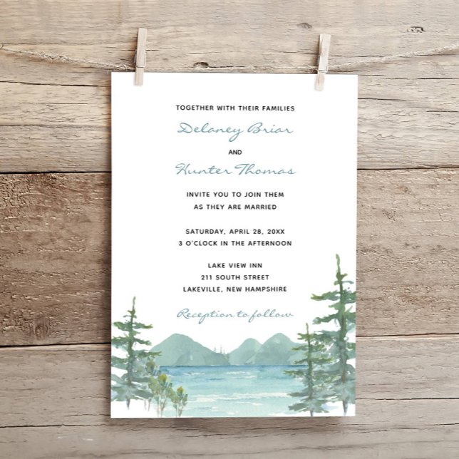 Invitation Mariage d'aquarelle du lac Mountain (Créateur téléchargé)
