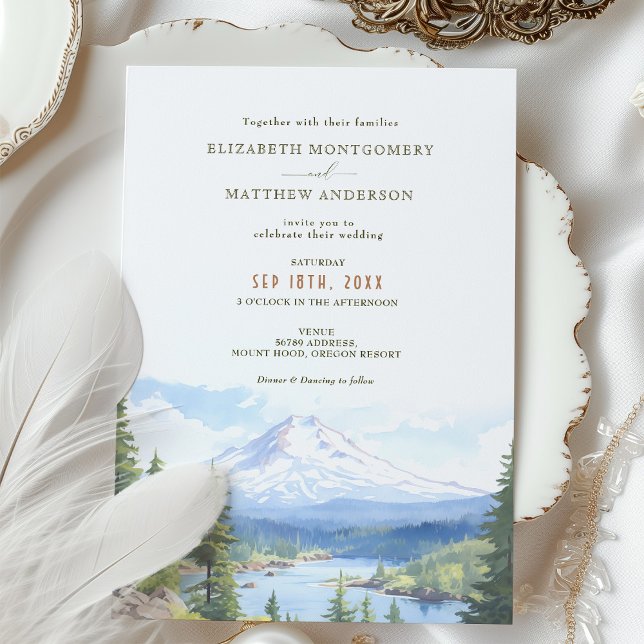 Invitation Mariage d'aquarelle du mont Hood Oregon (Créateur téléchargé)