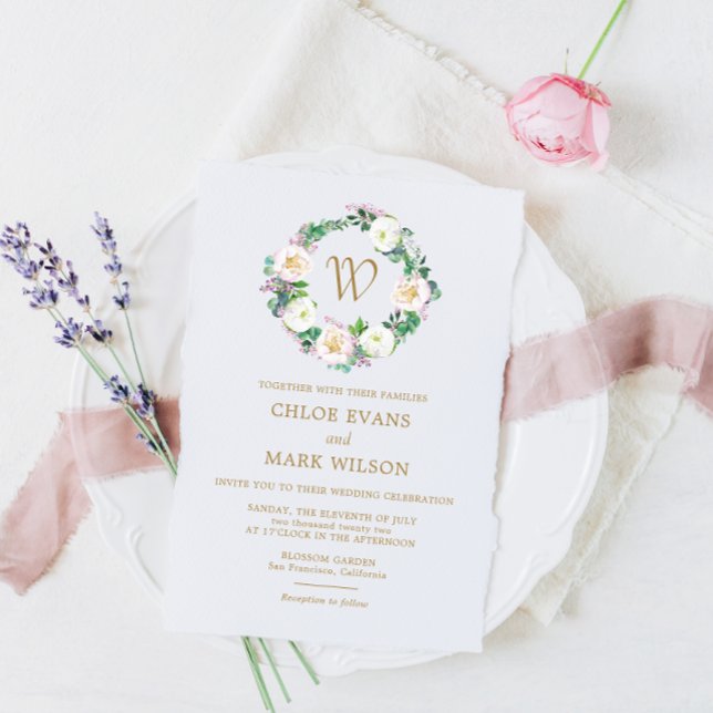 Invitation Mariage d'aquarelle en fleurs d'été (Créateur téléchargé)