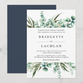 Invitation Mariage d'aquarelle Eucalyptus de verdure rustique
