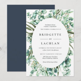 Invitation Mariage d'aquarelle Eucalyptus de verdure rustique