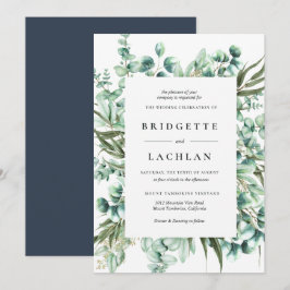 Invitation Mariage d'aquarelle Eucalyptus de verdure rustique