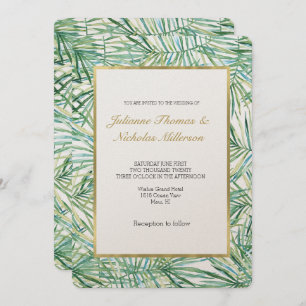Invitation Mariage d'aquarelle Feuille tropical