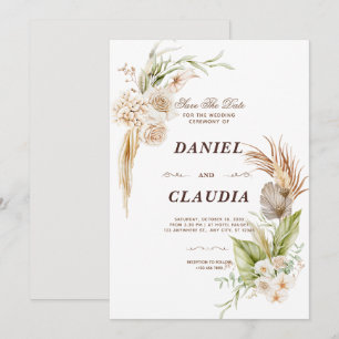 Invitation Mariage D'Aquarelle Fleur Brown Et Crème