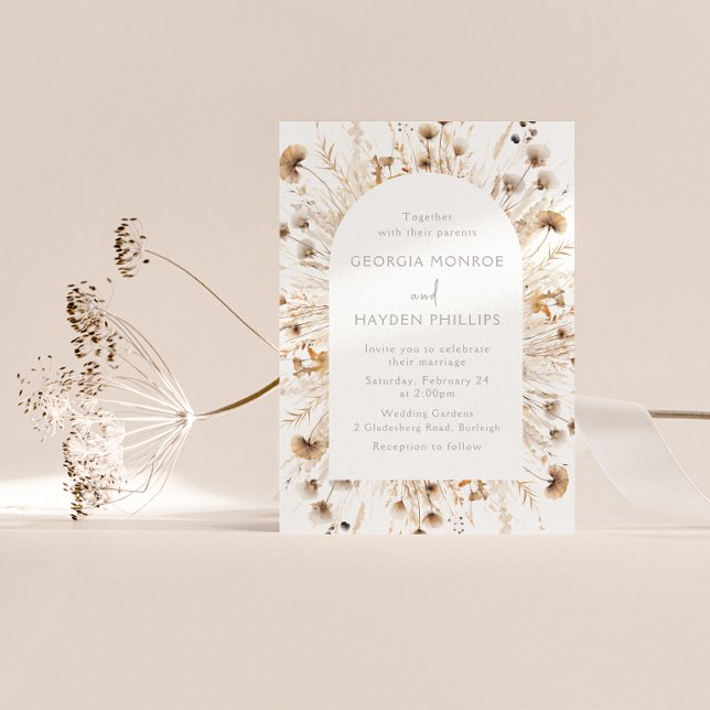 Invitation Mariage d'aquarelle Fleur sauvage de Bohême (Créateur téléchargé)