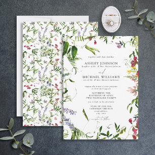 Invitation Mariage d'aquarelle Fleur sauvage moderne
