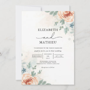 Invitation Mariage d'aquarelle florale à pâte molle