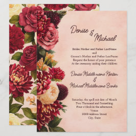 Invitation Mariage d'aquarelle florale de Bourgogne