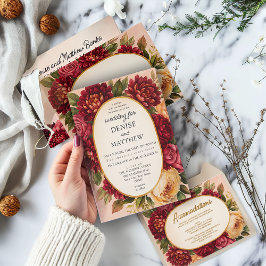 Invitation Mariage d'aquarelle florale de Bourgogne