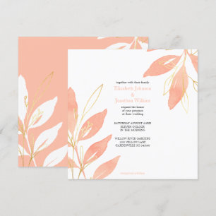 Invitation Mariage d'aquarelle Florale de Pêche d'or