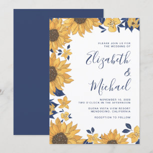 Invitation Mariage d'aquarelle florale de tournesol moderne