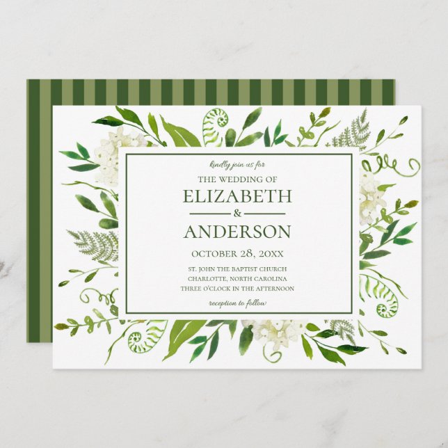 Invitation Mariage d'aquarelle florale d'Hydrangea blanc (Devant / Derrière)