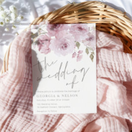 Invitation Mariage d'aquarelle florale Mauve Blush Dusty