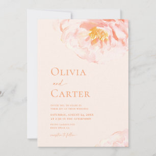 Invitation Mariage d'aquarelle florale moderne Peach