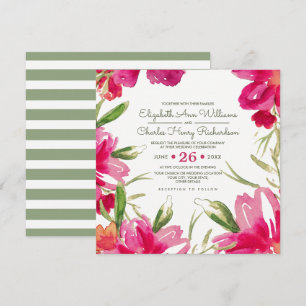 Invitation Mariage d'aquarelle Fuchsia Green Floral