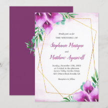Mariage d'aquarelle géométrique violet Calla Lily