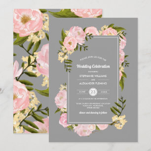 Invitation Mariage d'aquarelle gris rose pâle