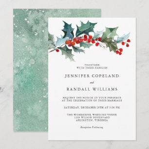 Invitation Mariage d'aquarelle Holiday Greenery