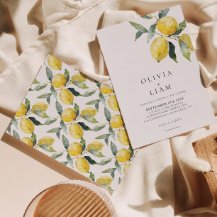 Invitation Mariage d'aquarelle minimaliste Citrus Lemon